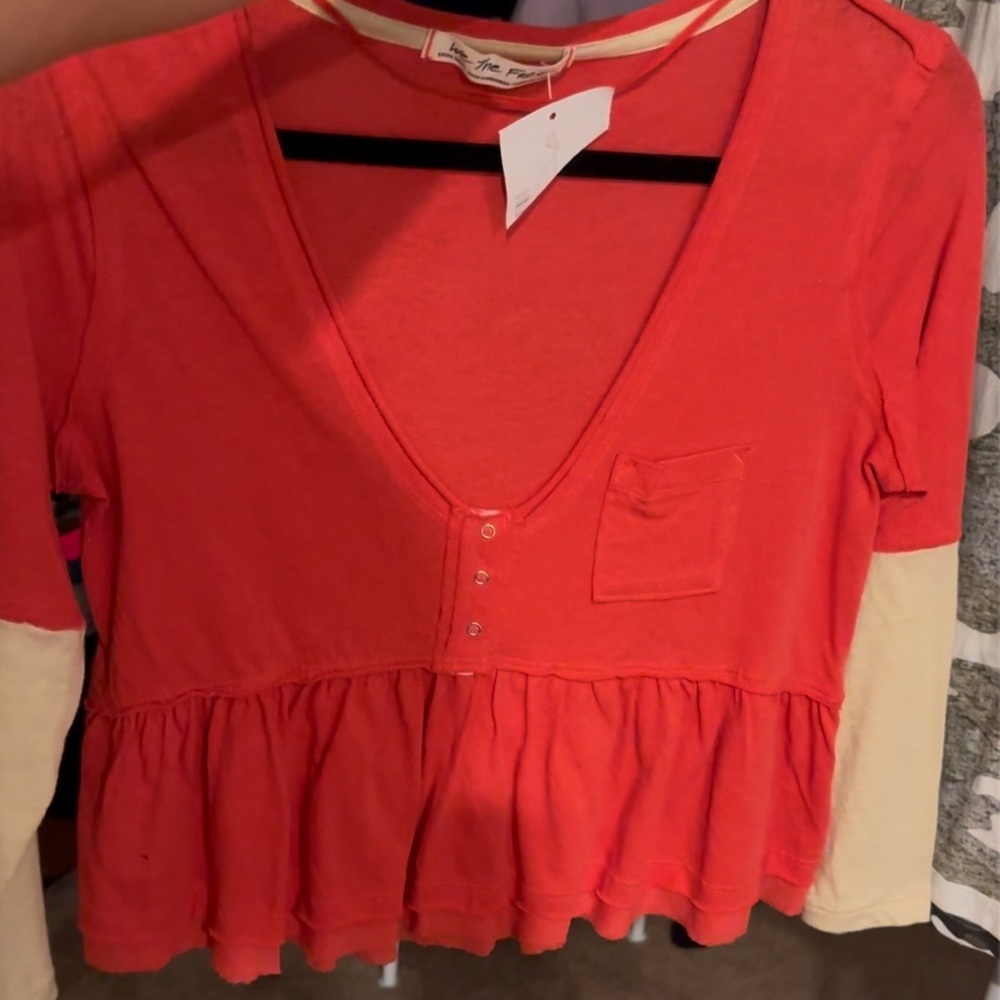 New We The Free Peplum Faux Layer Top XS